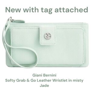 Giani Bernini Softy Grab & Go Leather Wristlet wallet in Misty Jade mint green
